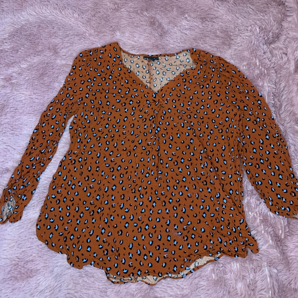 Brown and teal cheetah print blouse. Worn a couple times and been in storage
